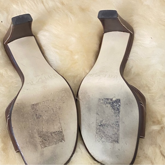 Unisa Brown Leather Heeled Slide Sandals size 6 1/2 B - Picture 7 of 11